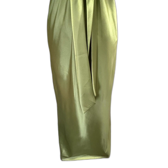 Vintage Jessica McClintock‎ Halter Maxi Gown Green Satin Bow Semiformal Size 4 - Picture 3 of 7